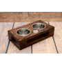 Leonberger - wooden stand with bowls for a dog, steel dog bowls, a gift for adopting a dog from the Art-Dog brand