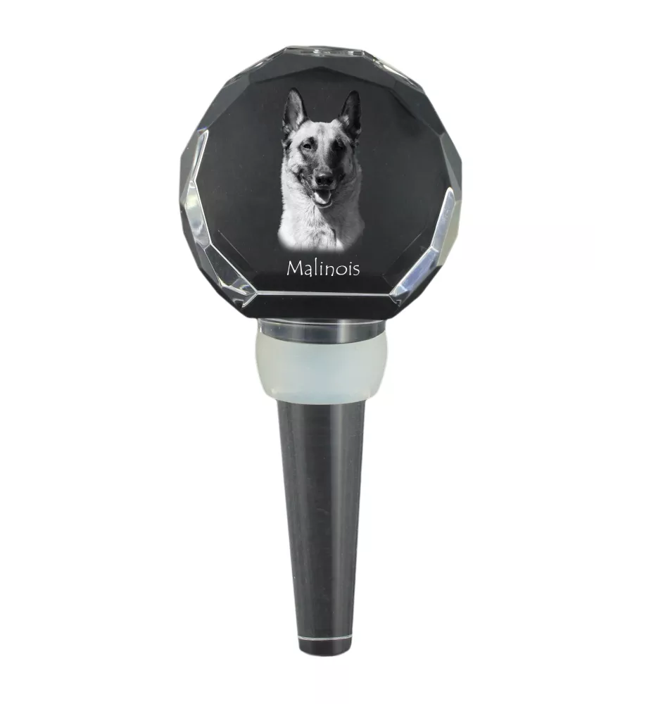 Malinois chien de berger belge - Bouchon de bouteille en cristal, bouchon de vin unique avec photo, cadeau personnalisé pour sommelier par la marque Art-Dog