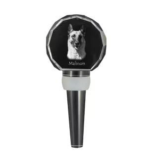Malinois Belgian Shepherd Dog - Crystal bottle stopper, unique wine stopper with photo, personalised gift for sommelier by Art-Dog brand