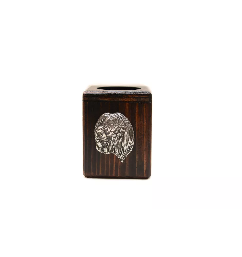 Lhasa Apso, Lhasaterrier, Löwenhund - Holzkerzenständer mit Hund, einzigartiges Andenken an den Verlust eines Hundes, Handwerkskunst der Marke Art-Dog