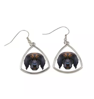 Leonberger, Chien De Leonberg - boucles d'oreilles avec une photo et un motif de chien géométrique Art-Dog