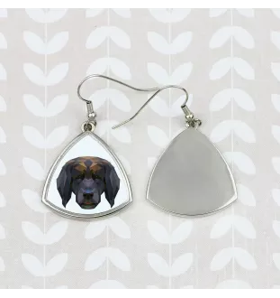 Leonberger, Chien De Leonberg - boucles d'oreilles avec une photo et un motif de chien géométrique Art-Dog