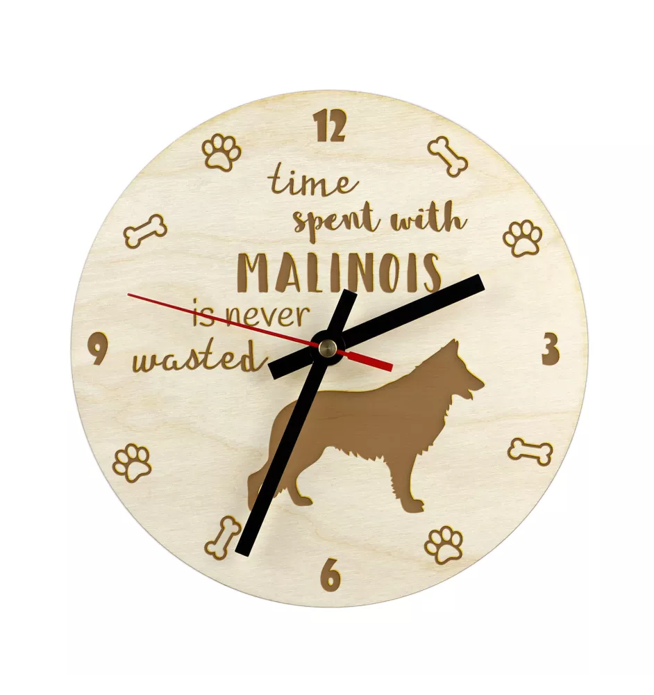 Malinois chien de berger belge - horloge avec chien, horloge en bois, horloge murale pour les amoureux des chiens, horloge de bureau et étagère, Art-Dog