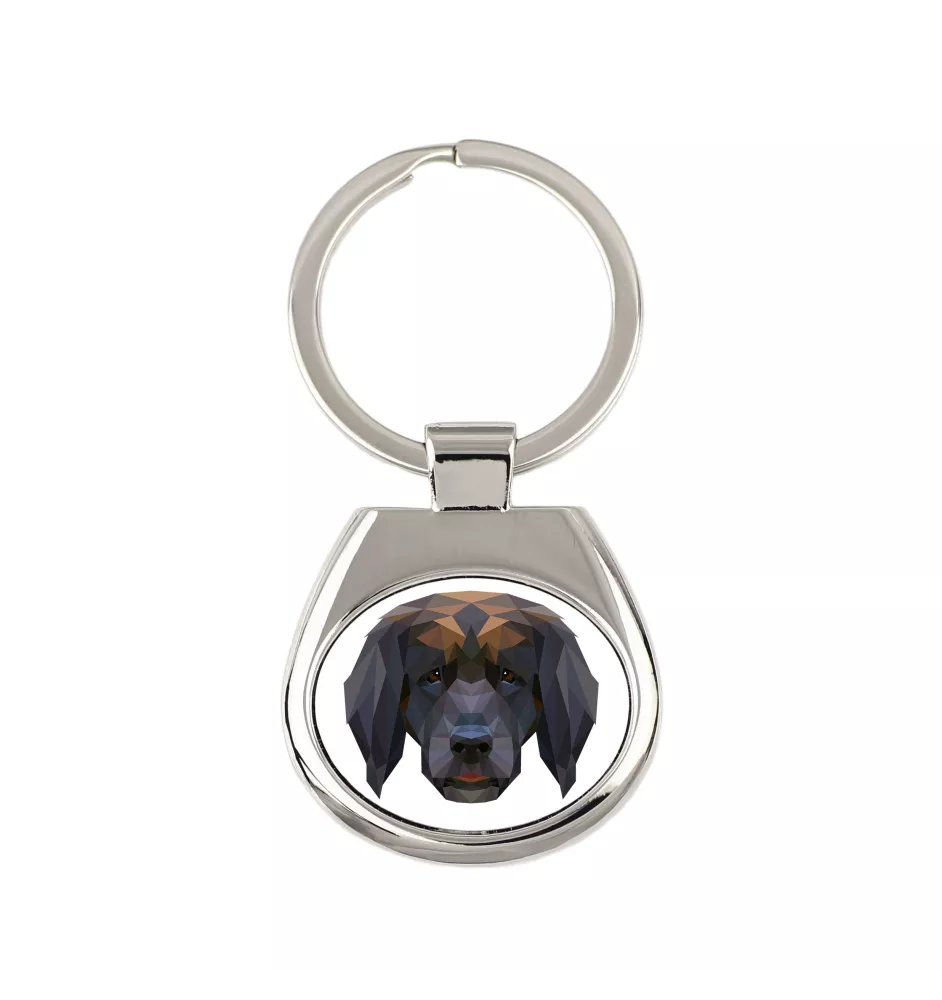Leonberger - geometrischer Schlüsselanhänger mit Foto und Aufschrift Art-Dog