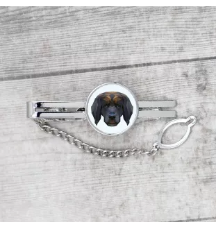 Leonberger - geometrische Krawattennadel mit Bild und Schriftzug von Art-Dog