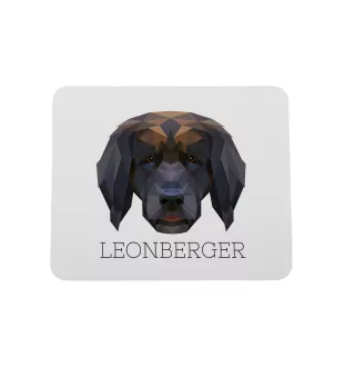 Leonberger, Chien De Leonberg - tapis de souris géométrique avec photo et inscription Art-Dog