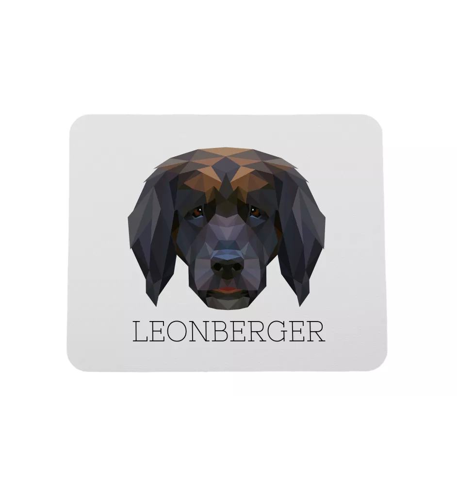 Leonberger, Chien De Leonberg - tapis de souris géométrique avec photo et inscription Art-Dog
