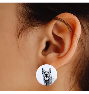 Malinois Owczarek belgijski kolczyki z psem mały Art-Dog