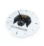 Leonberger - geometrische Wanduhr mit Bild und Aufschrift der Marke Art-Dog