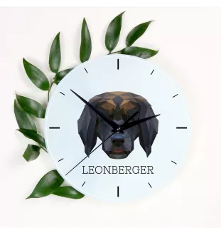 Leonberger, Chien De Leonberg - horloge murale géométrique avec photo et logo de la marque Art-Dog