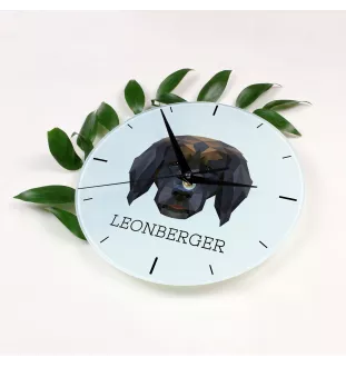 Leonberger, Chien De Leonberg - horloge murale géométrique avec photo et logo de la marque Art-Dog