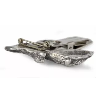 Lhasa Apso - brooch with a clip, holder for a start number, silver-plated dog show pin from the Art-Dog brand