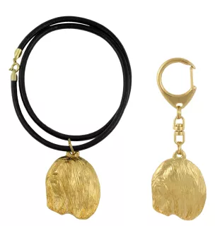 Lhasa Apso - keychain and necklace with a dog in a box, high-quality gold-plated product, Art-Dog brand