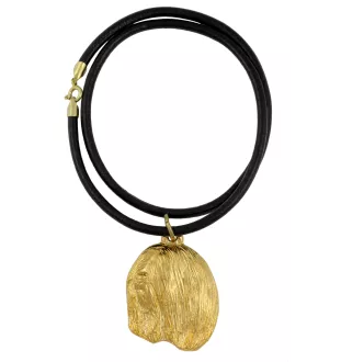 Lhasa Apso - keychain and necklace with a dog in a box, high-quality gold-plated product, Art-Dog brand