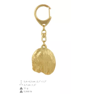 Lhasa Apso - porte-clés et collier avec chien dans une boîte, produit plaqué or de haute qualité, marque Art-Dog