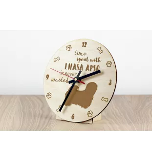 Lhasa Apso - clock with a dog, wooden clock, wall clock for dog lovers, clock for desk and shelf, Art-Dog