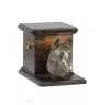 Malinois Belgischer Schäferhund - Eine Urne für die Asche eines Hundes mit einer Statuette, eine elegante Urne für einen Hund, eine außergewöhnliche Urne mit dem Porträt eines Hundes von der Marke Art