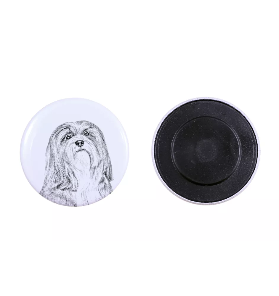 Lhasa Apso, Lhasaterrier, Löwenhund Magnet mit einem Hundepfotenabdruck, außergewöhnlich leicht, starker Magnet, handgefertigtes Produkt der Marke Art-Dog
