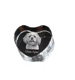 Lhasa Apso - a photo of a dog in crystal, crystal heart, unique photo frame from the Art-Dog brand