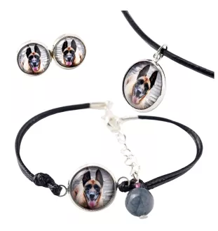 Malinois Belgischer Schäferhund - Schmuckset in einer Schachtel, Halskette, Ohrringe, Armband, Produkte der Marke Art-Dog