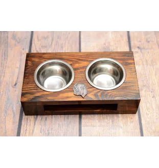 Lhasa Apso, Lhasaterrier, Löwenhund - Holzständer mit Näpfen für Hunde, Edelstahlnäpfe, Geschenk zur Adoption eines Hundes von der Marke Art-Dog
