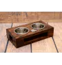 Lhasa Apso - wooden stand with bowls for a dog, steel dog bowls, a gift for adopting a dog from the Art-Dog brand