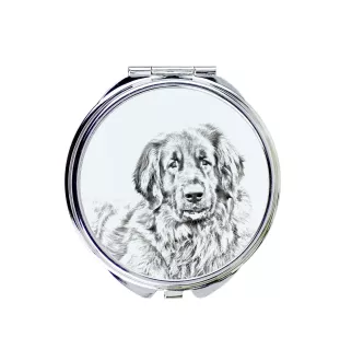 Leonberger - Pocket mirror with a dog, personalized mirror for a purse, compact mirror with Art-Dog brand print.