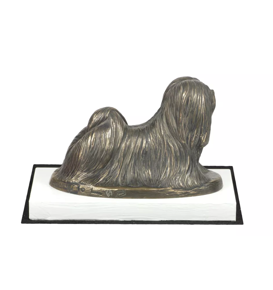 Lhasa Apso statuetka na białym drewnie Art-Dog