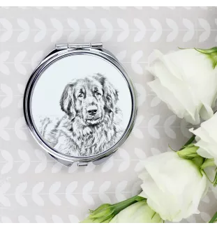 Leonberger - Pocket mirror with a dog, personalized mirror for a purse, compact mirror with Art-Dog brand print.