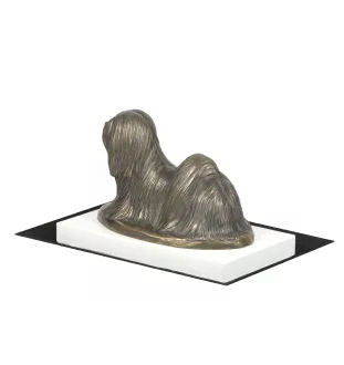 Lhasa Apso - statuette de chien, figurine sur un socle blanc, trophée pour exposition de chiens de la marque Art-Dog