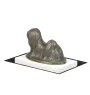 Lhasa Apso, Lhasaterrier, Löwenhund - Hundestatue, Figur auf weißem Sockel, Trophäe für die Art-Dog-Hundeaustellung.