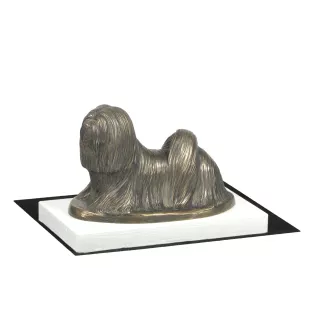 Lhasa Apso - statuette de chien, figurine sur un socle blanc, trophée pour exposition de chiens de la marque Art-Dog