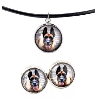 Malinois chien de berger belge - boîte à bijoux avec votre photo, ensemble collier et boucles d'oreilles, produits personnalisés de la marque Art-Dog