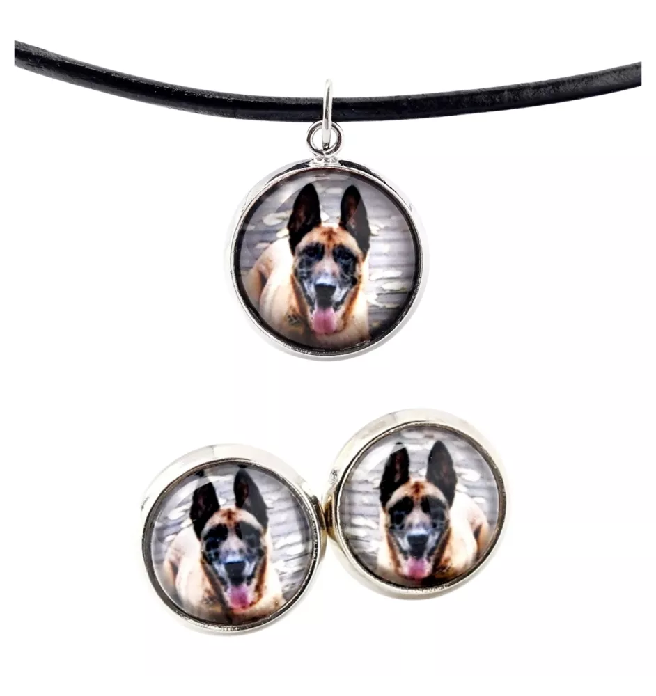 Malinois Belgian Shepherd Dog - jewelry with your photo box, set of necklace and earrings, personalized products from the Art-Dog brand