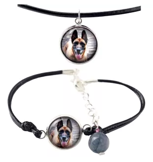 Malinois Belgian Shepherd Dog - a set of jewelry with your photo, handmade set, bracelet and necklace by Art.-Dog brand
