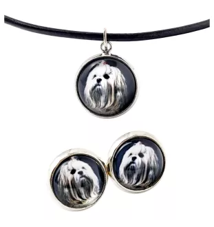 Lhasa Apso - jewelry with your photo box, set of necklace and earrings, personalized products from the Art-Dog brand