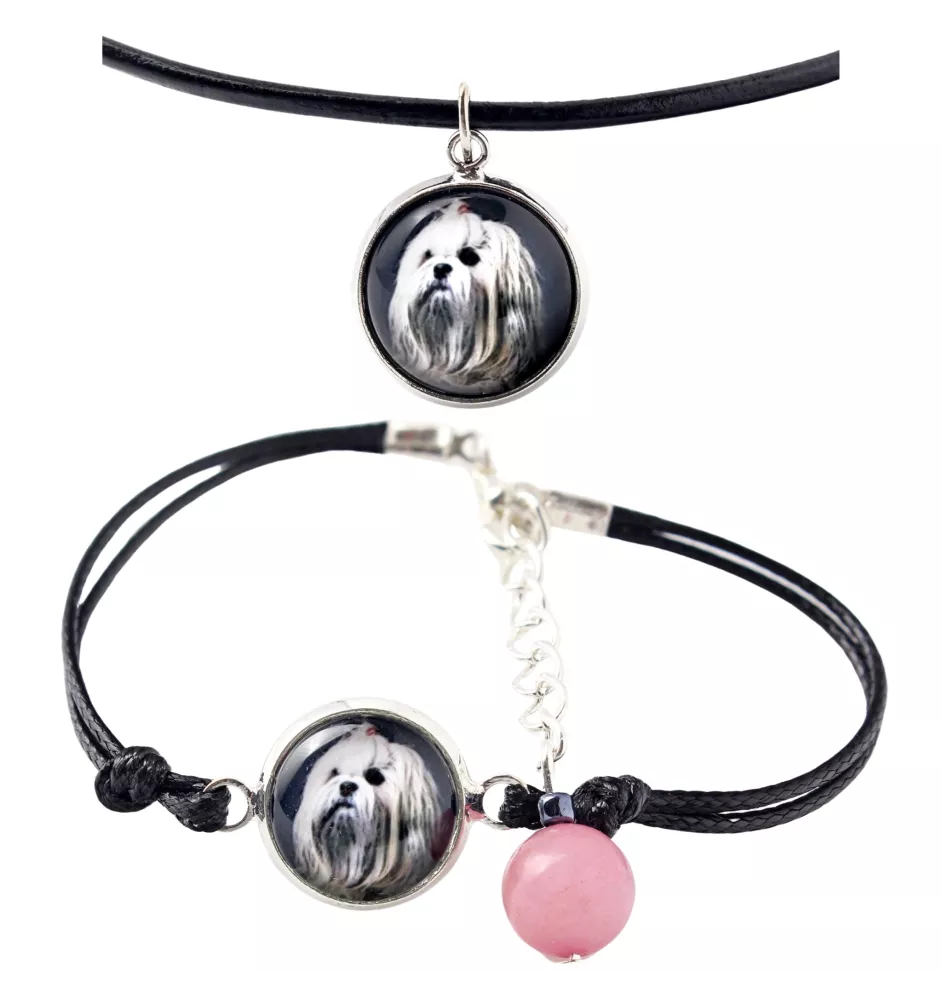 Lhasa Apso - a set of jewelry with your photo, handmade set, bracelet and necklace by Art.-Dog brand