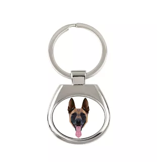Malinois Belgischer Schäferhund - geometrischer Schlüsselanhänger mit Foto und Aufschrift Art-Dog