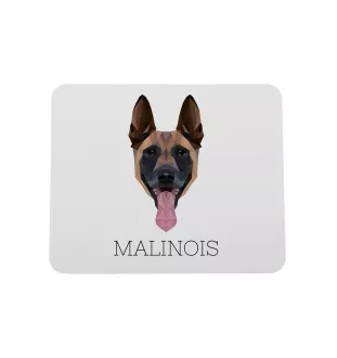 Malinois chien de berger belge - tapis de souris géométrique avec photo et inscription Art-Dog