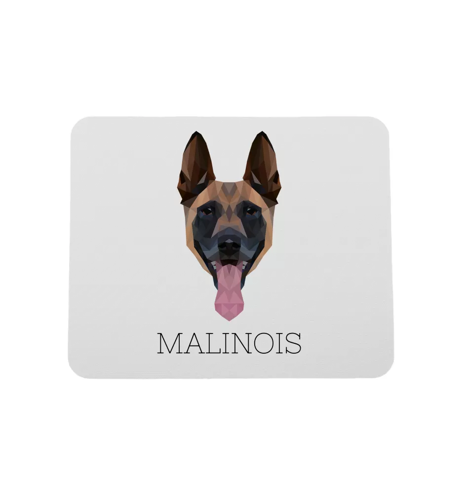 Malinois Belgian Shepherd Dog - geometric mouse pad with a picture and text by Art-Dog