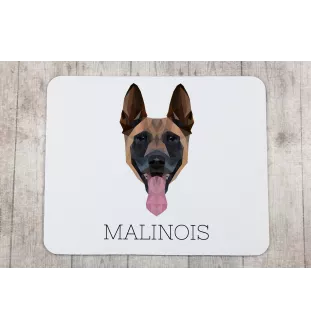 Malinois Belgian Shepherd Dog - geometric mouse pad with a picture and text by Art-Dog