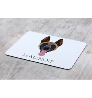 Malinois chien de berger belge - tapis de souris géométrique avec photo et inscription Art-Dog