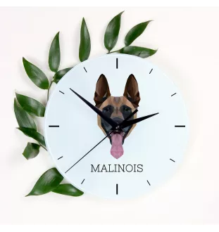 Malinois Belgian Shepherd Dog - geometric wall clock with a picture and the brand name Art-Dog