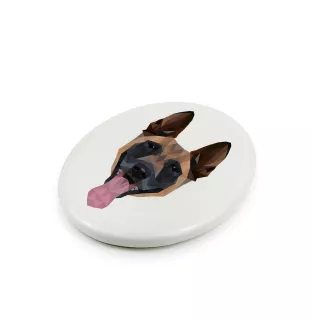Malinois chien de berger belge - une plaque avec une photo et un motif géométrique de la marque Art-Dog