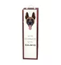 Malinois chien de berger belge - une boîte géométrique avec une photo et un texte pour le vin de la marque Art-Dog