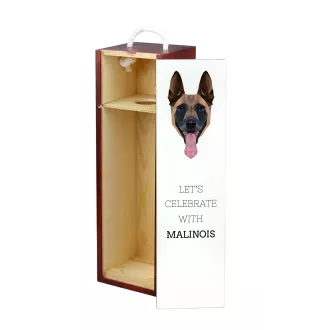 Malinois Belgischer Schäferhund - geometrische Box mit einem Bild und Schriftzug für Wein der Marke Art-Dog