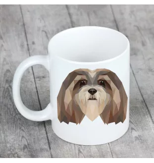 Lhasa Apso, Lhasaterrier, Löwenhund - Becher mit einem Bild und dem Schriftzug geometrischer Hund Art-Dog