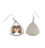 Lhasa Apso - boucles d'oreilles avec une photo et un motif de chien géométrique Art-Dog