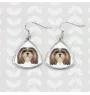 Lhasa Apso - boucles d'oreilles avec une photo et un motif de chien géométrique Art-Dog