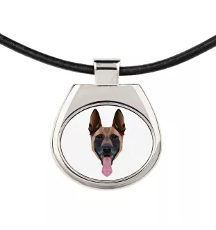 Malinois chien de berger belge - collier avec une photo et un motif géométrique de la marque Art-Dog